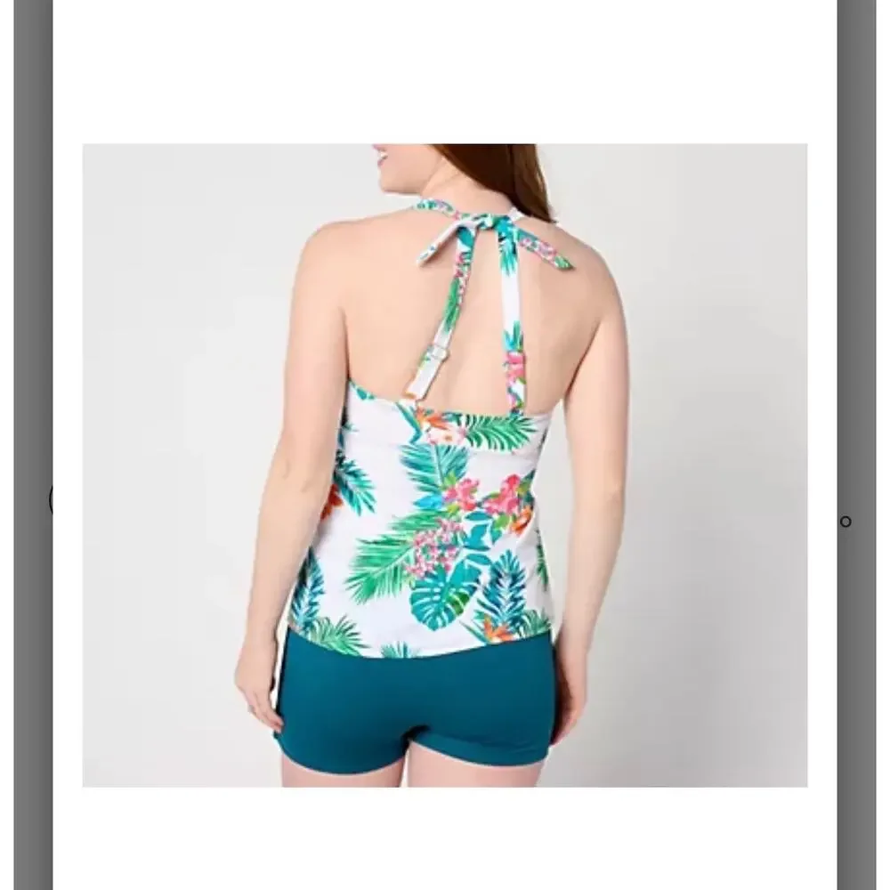 Kim Gravel x Swimsuits For All Halter Tankini &  Skort black floral bliss 12